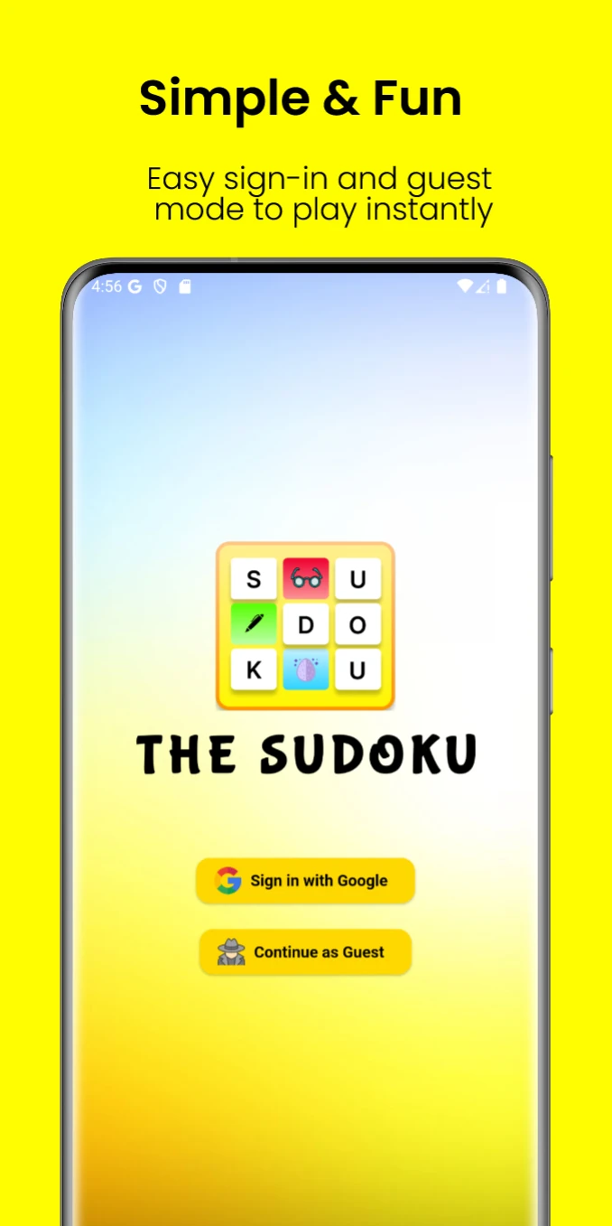 Sudoku gameplay preview screen showing puzzle board