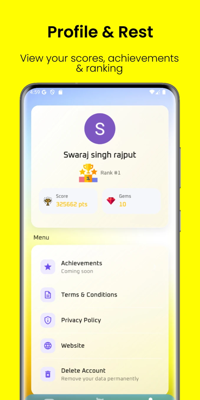 User profile page in The Sudoku game by Raquon